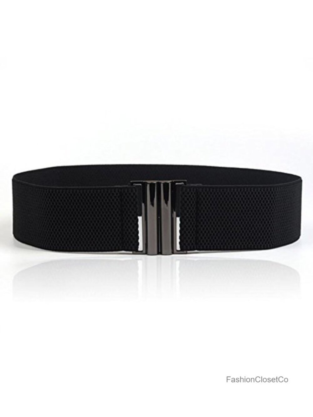 Womens Wide Elastic Waist Belt Stretchy Braided Leatherette Buckle